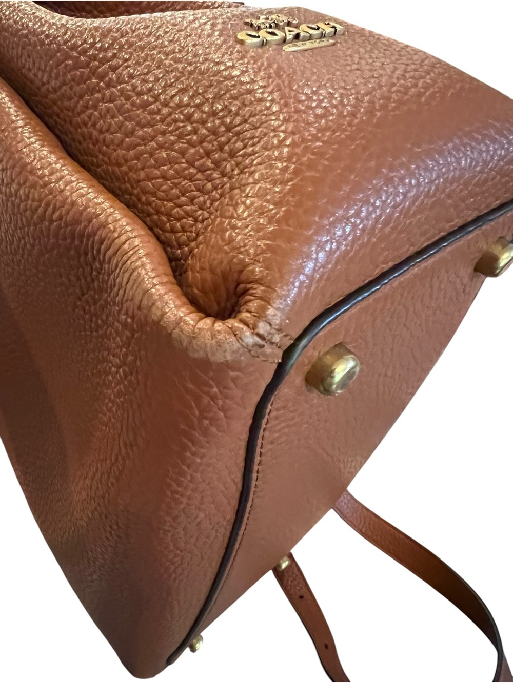 Coach Pebbled Leather Shoulder Bag in Brown with Gold Hardware - Picture 8 of 12